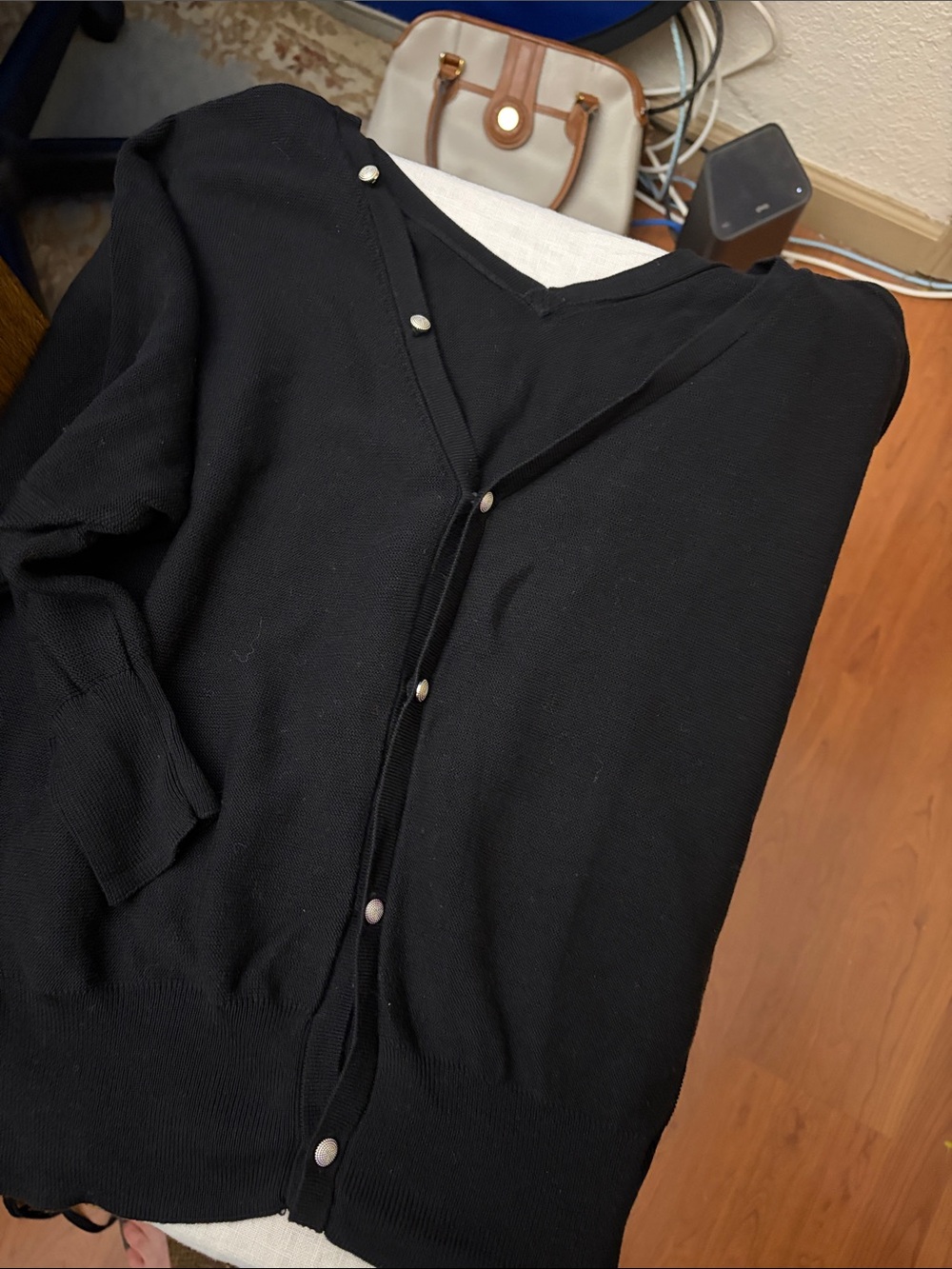 ba&sh Black Deep V-Back Sweater with Button Detail That Open ToThe Back - Picture 6 of 6
